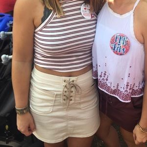 Express Tan A-line denim skirt